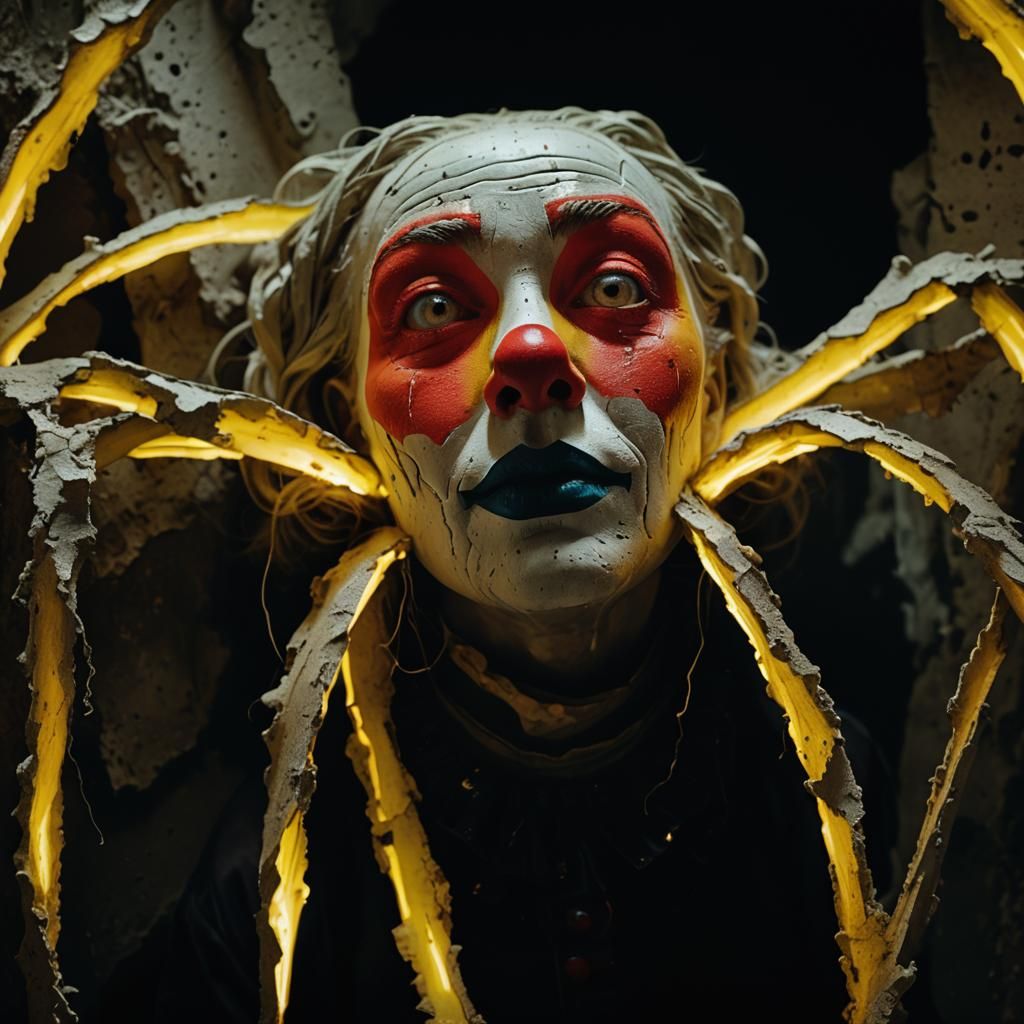 Gritty Surreal Clown Face in Biomorphic Style