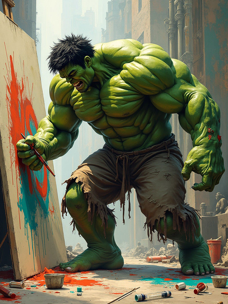 Hulk's Creative Chaos: An Abstract Expressionist Painting