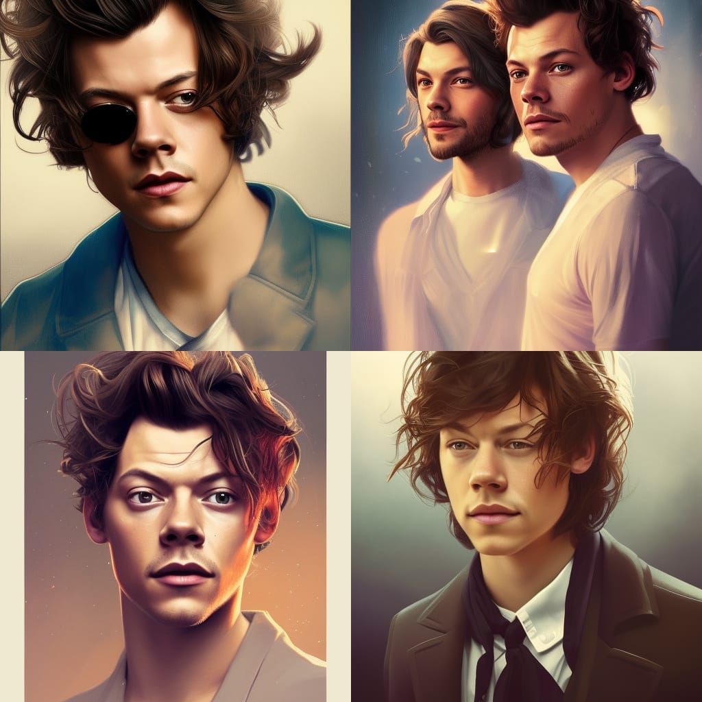 Detailed Portrait of Two Lovers in Art Nouveau Style