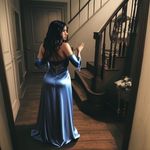 I can see her lyin' back in her satin dress
In a room where ...