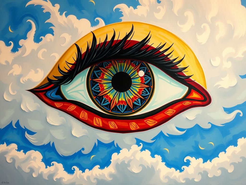 Vibrant Eye Symbol in Post-Impressionistic Style