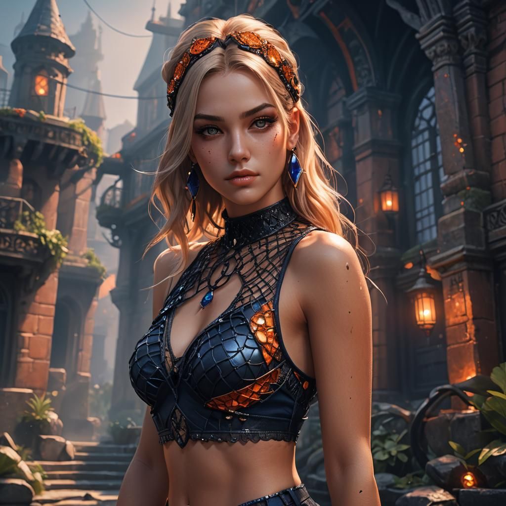 Fantasy Girl in Jeweled Fishnets: Concept Art