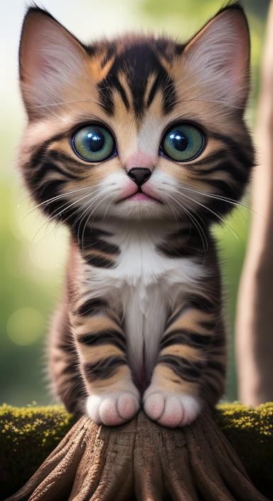 Kittens with Exaggerated Features in Bright Colors