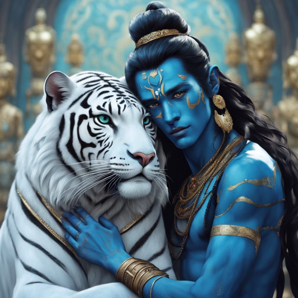 Sensual Shiva with Avatar in Digital Art Style