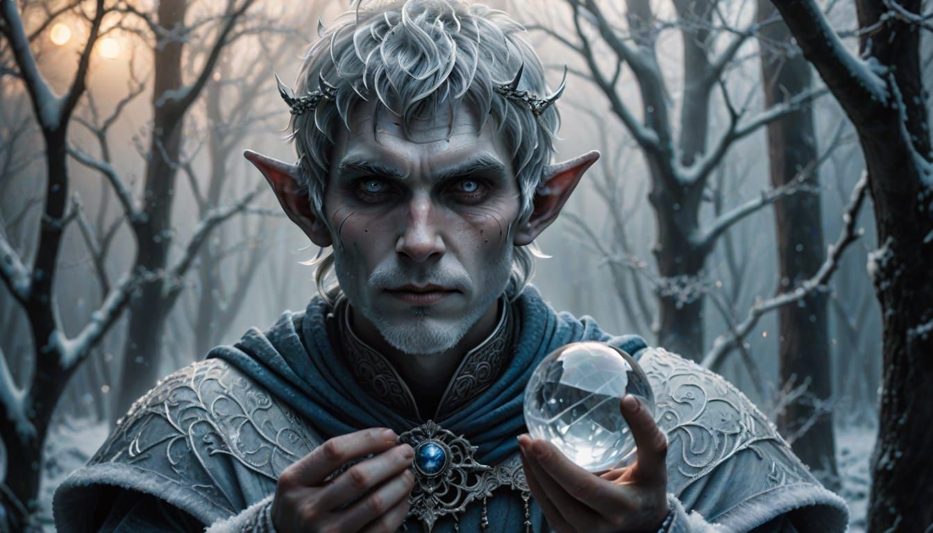 Regal Jack Frost Elf-King in Ethereal Icy Mist