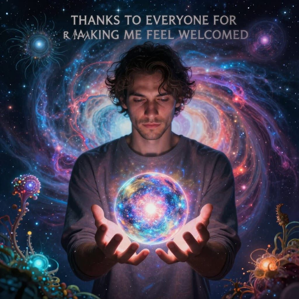 Man Reveals Glowing Orb with Cosmic Aura and Grateful Messag...