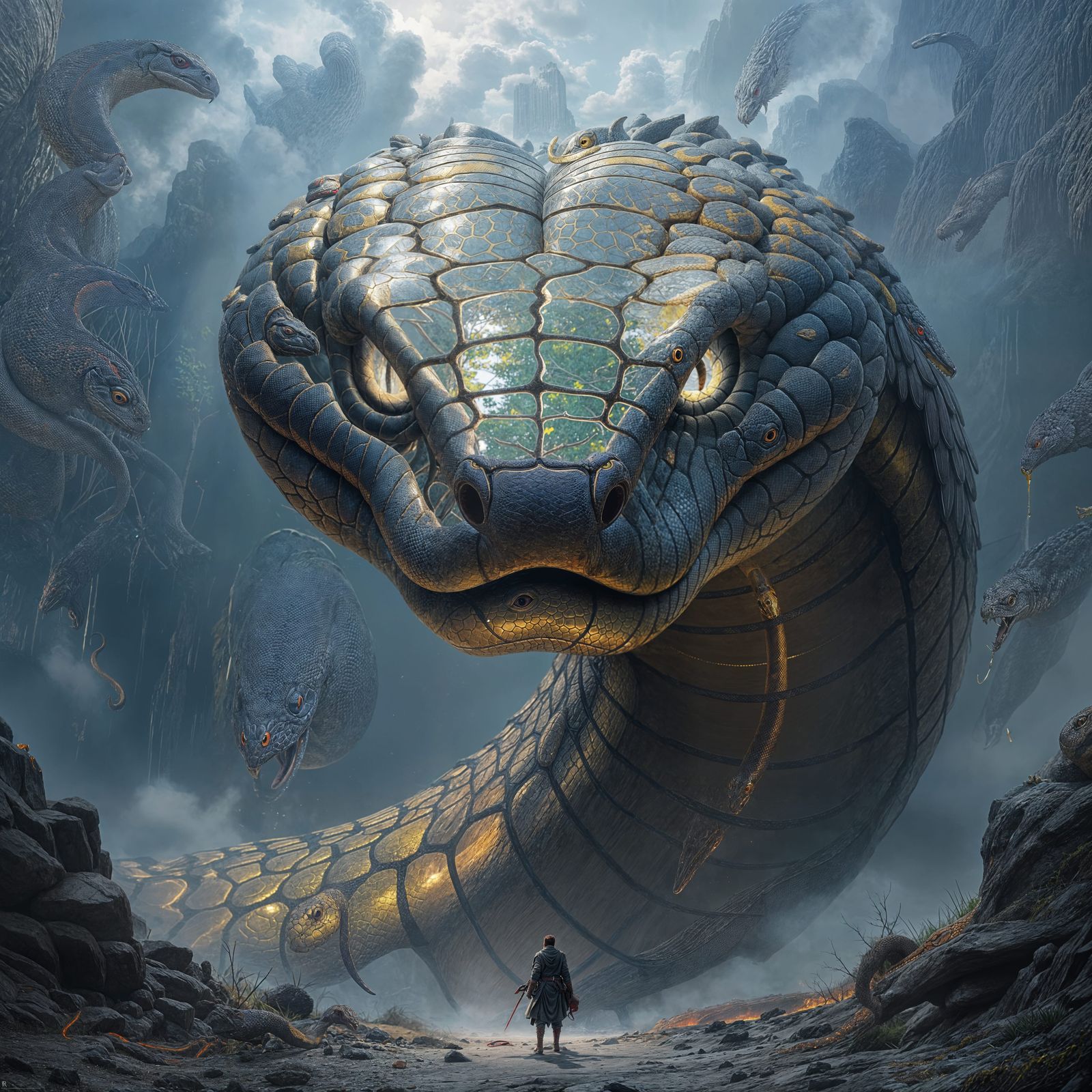 Gigantic Ancient Snake with Menacing Gaze