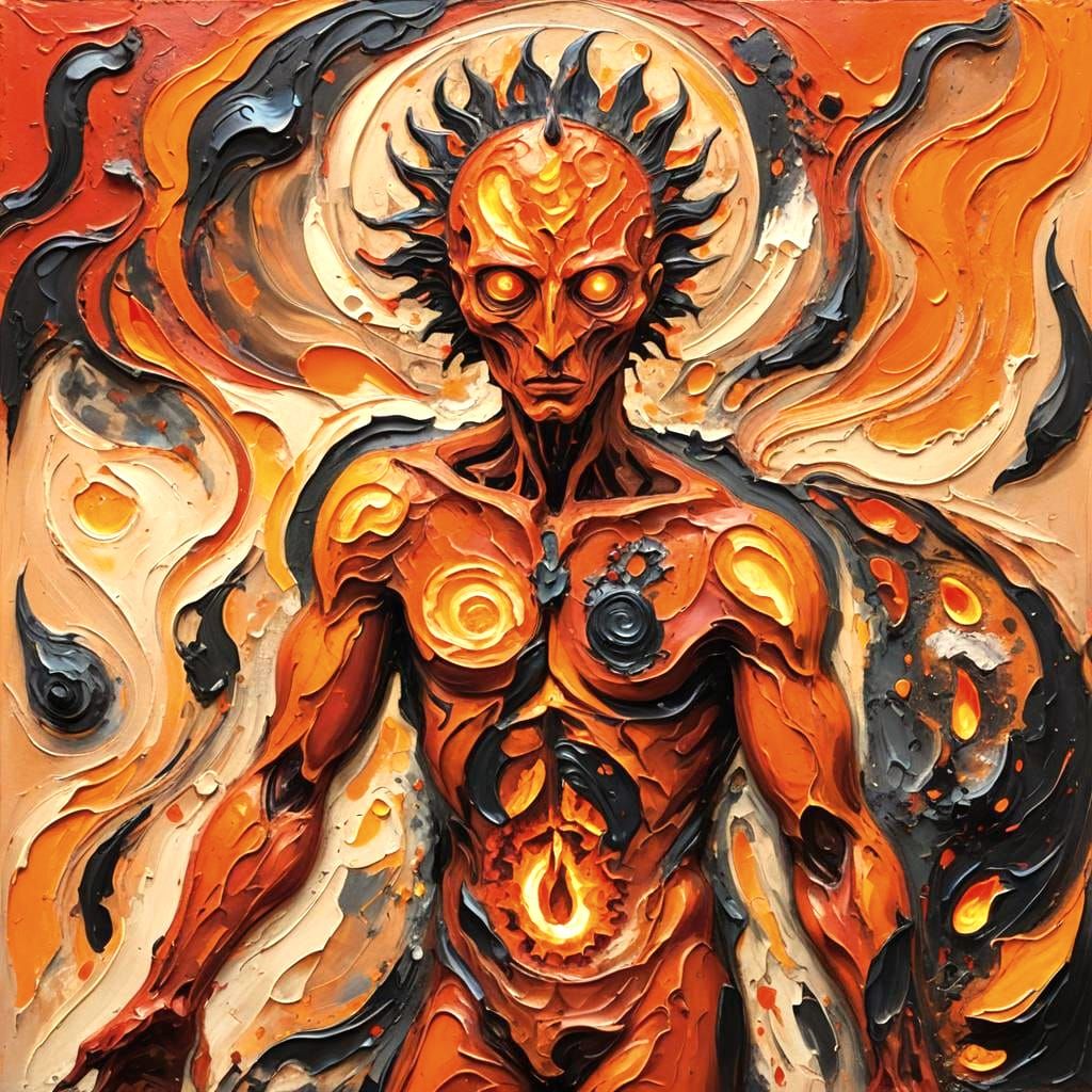 Surrealist Allegory of Raudra's Fury in Cosmic Union