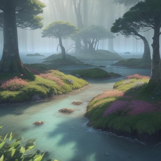 Enchanted Island Landscape in 3D Anime Art