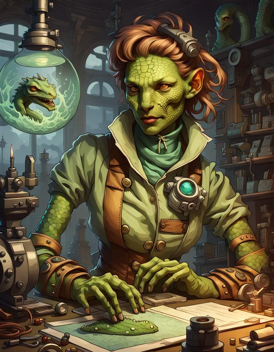Lizardfolk Artificer's Invention: Hyperdetailed 3D Digital A...