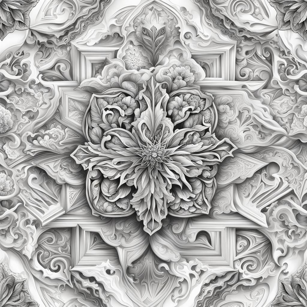 Detailed Geometric Shapes on White Background