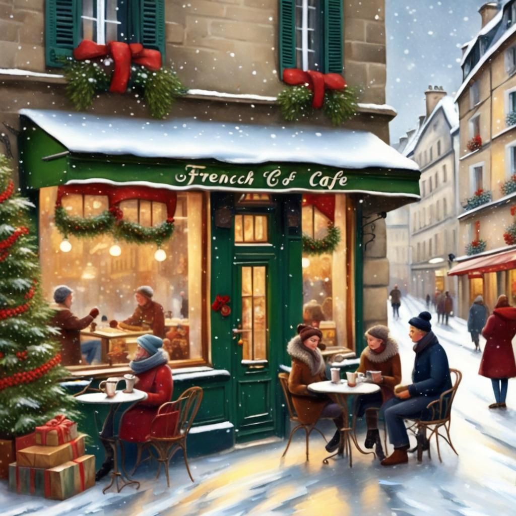 Cozy Christmas in a Quaint French Café