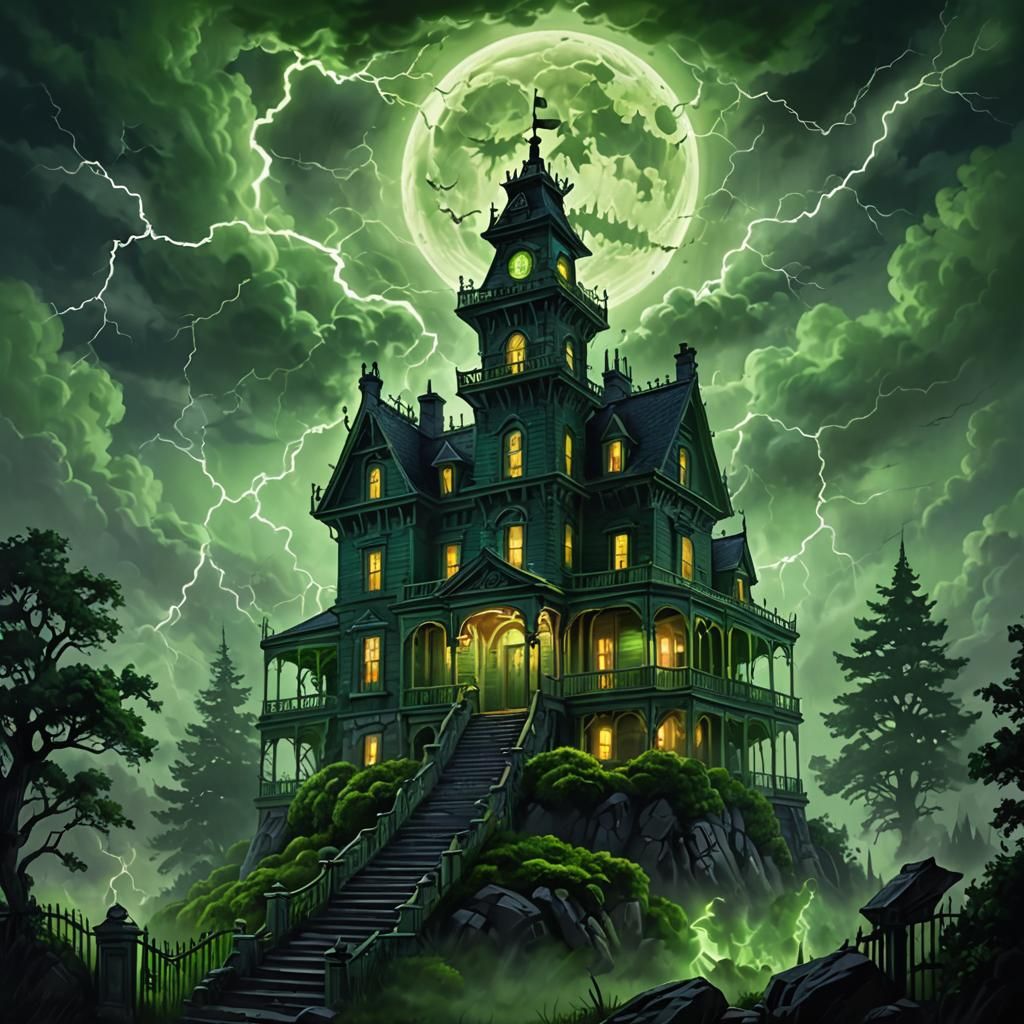 Nightmarish Haunted Mansion in Gothic Horror Style