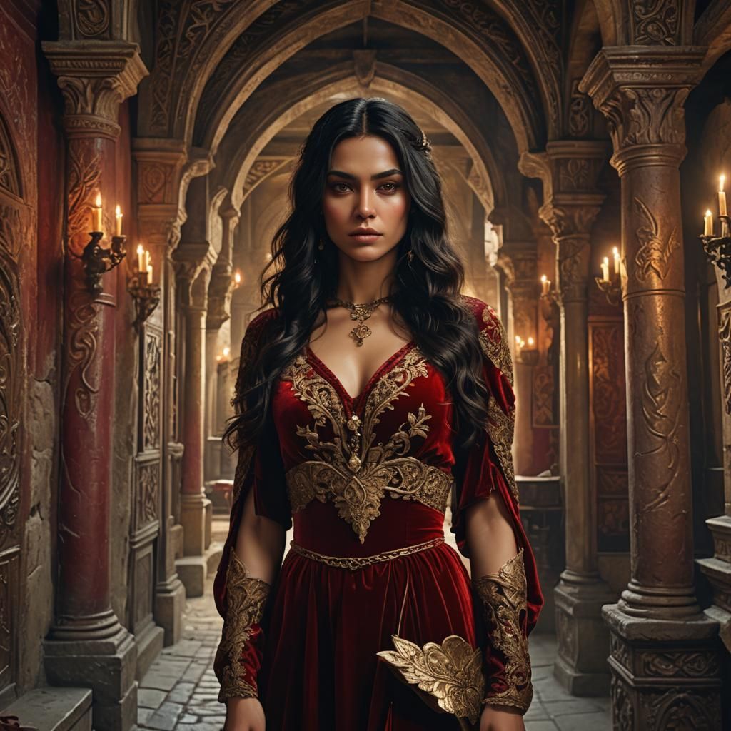 Medieval Woman with Dagger: Fantasy Concept Art