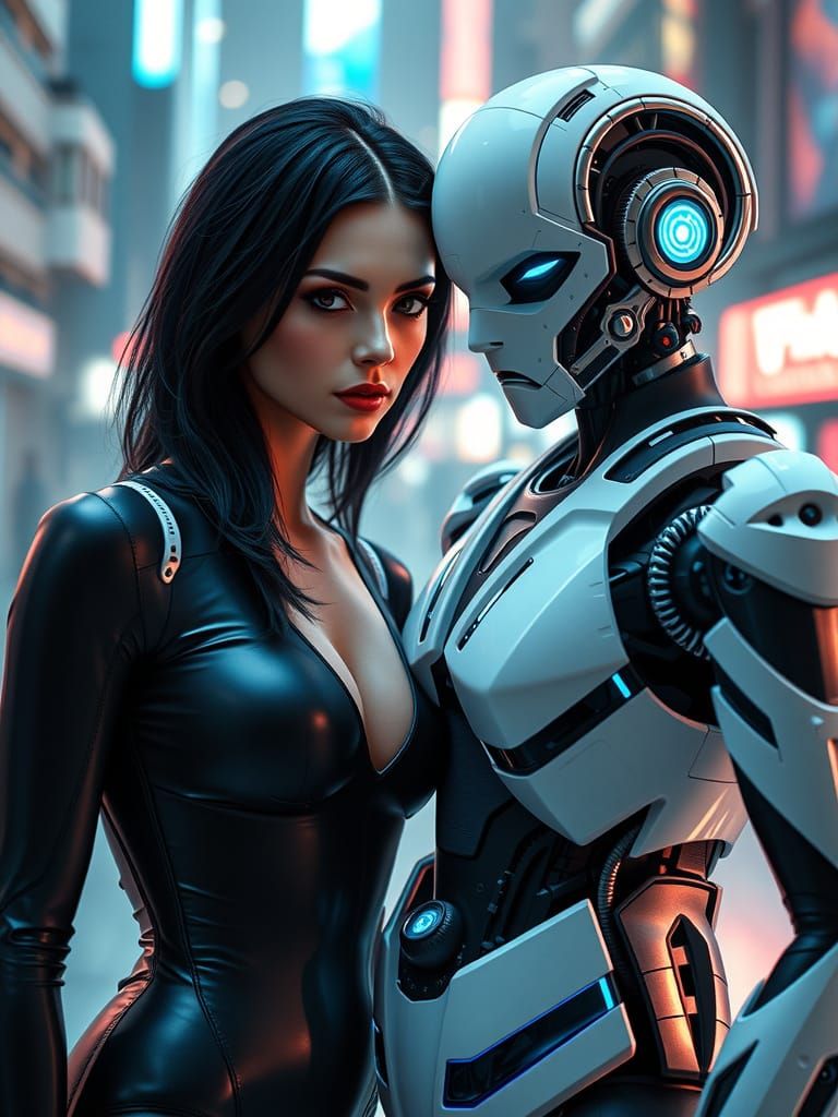 Futuristic Beauty Locks Gaze with Android