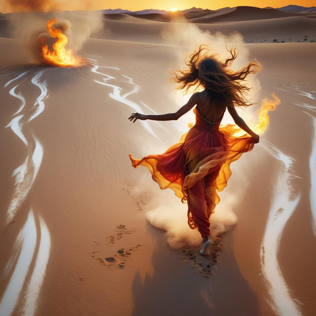 Surreal Desert Dancer in Vibrant, Dreamlike Style