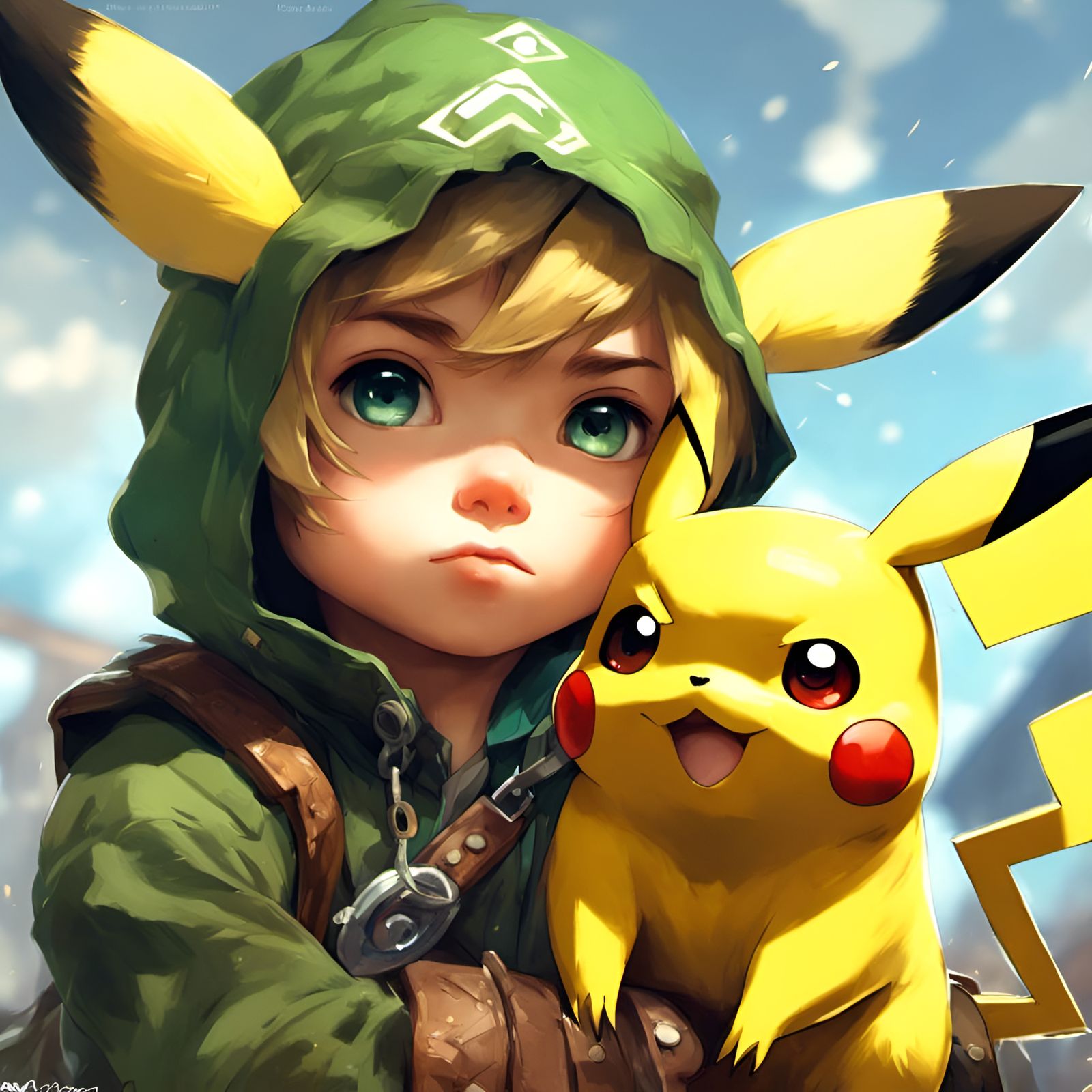 Pikachu as Link Portrait in 3D Style