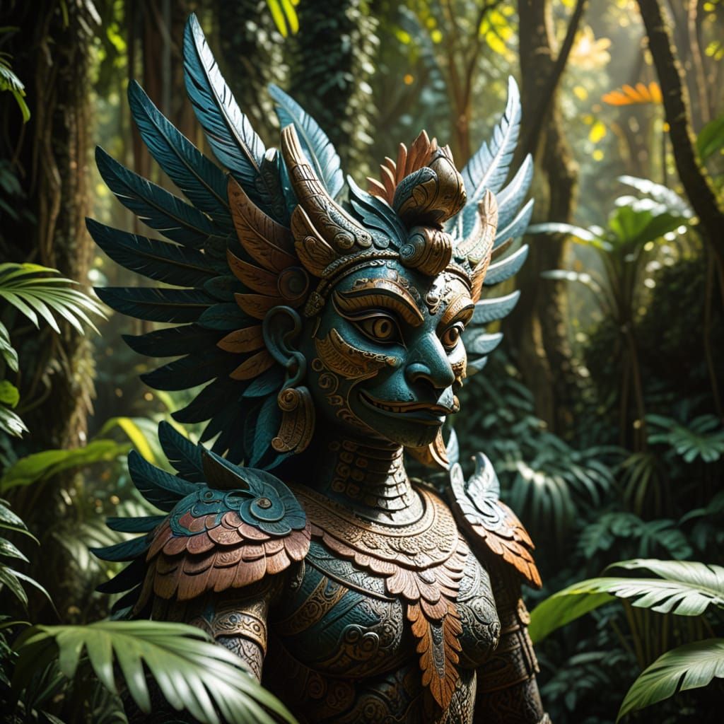 Balinese Garuda Sculpture in Jungle Clearing