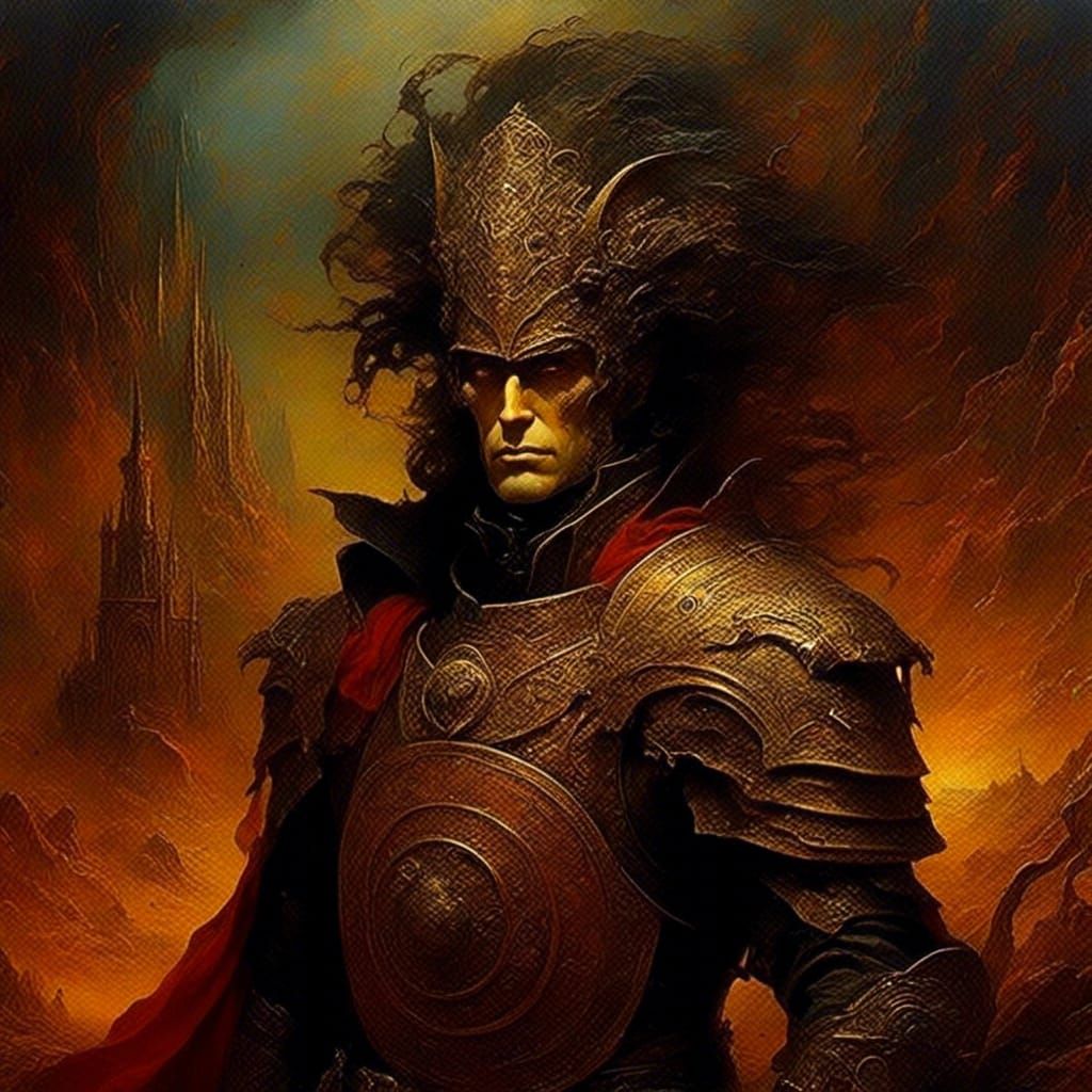 Animal Warrior Portrait in Pyrography Style