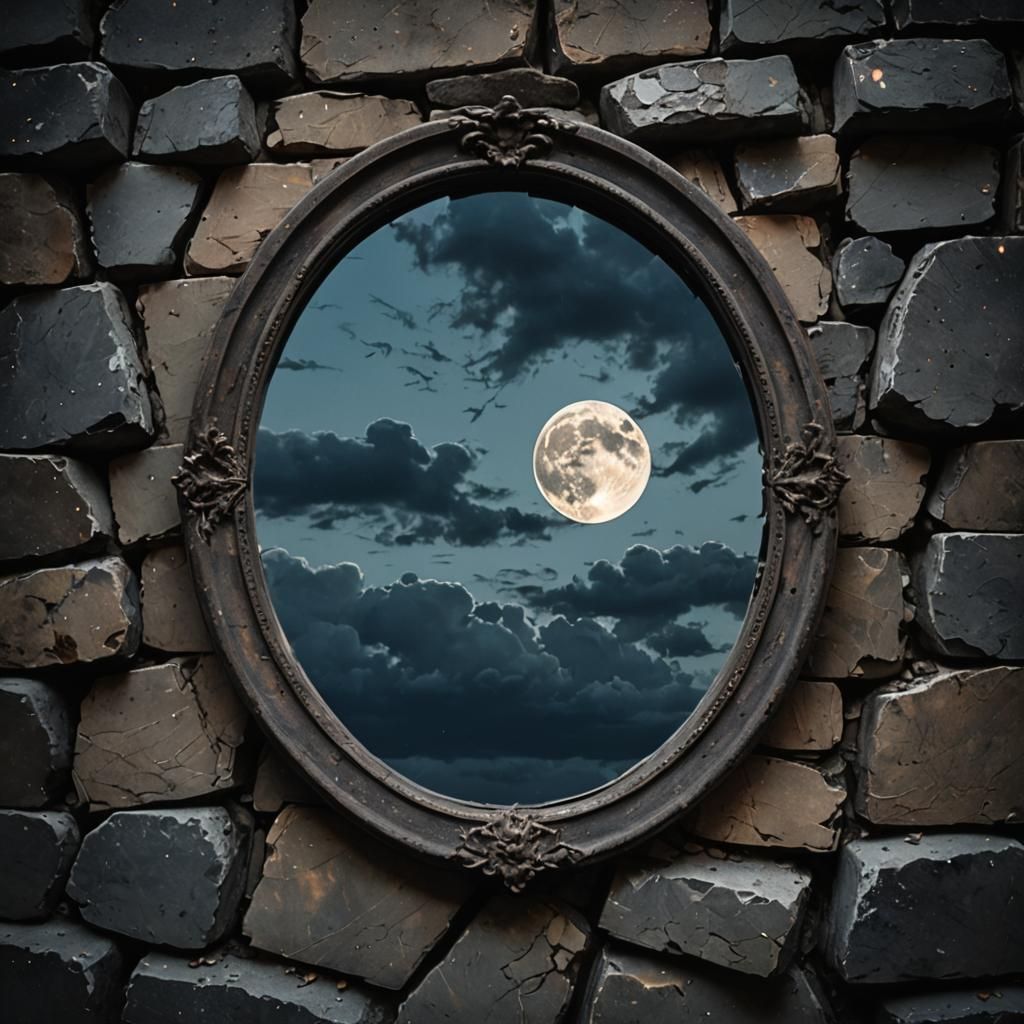 Eerie Moonlit Reflection in Gothic Style