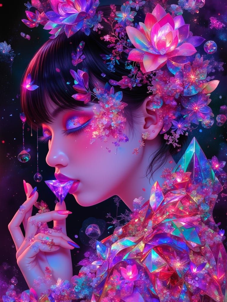 Anime Girl Portrait with Surreal Dystopian Elements
