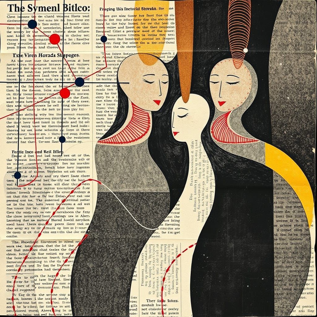 Vibrant Constructivist Collage of Interconnected Choirs