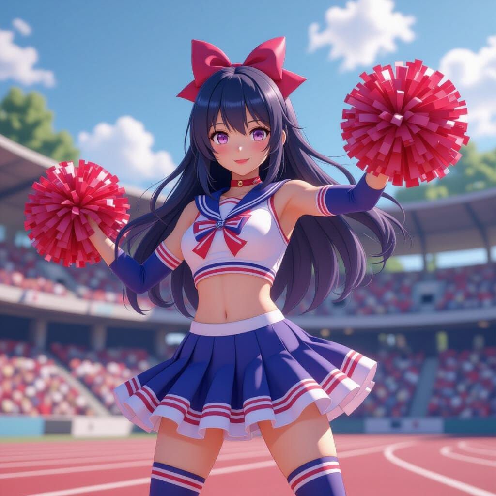 Hinata Hyuga Cheerleader in Anime Style