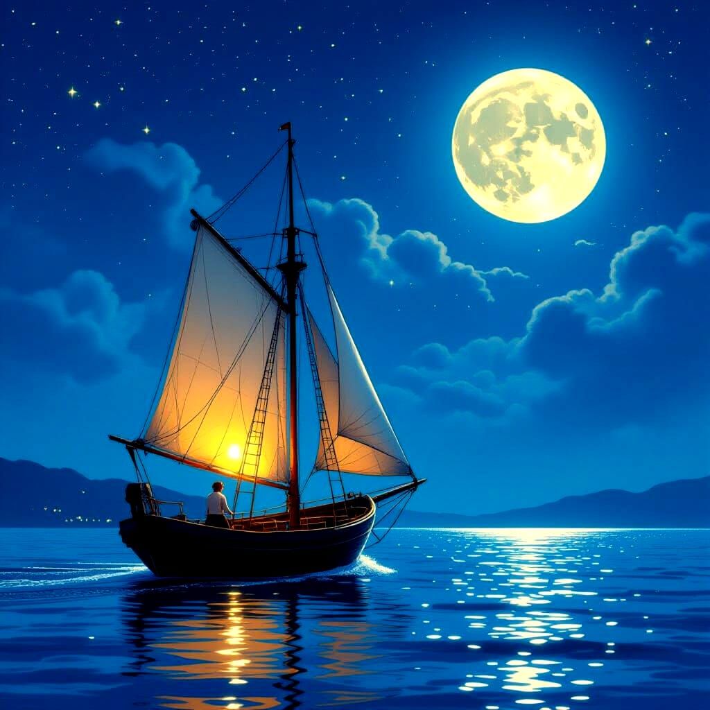 Moonlit Sailor on a Midnight Voyage