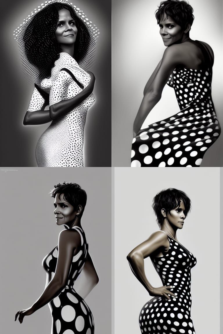 Glamorous Polka Dot Portrait in Art Nouveau Style