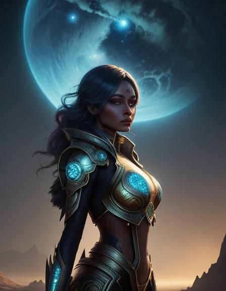 Ethereal Girl with Exotic Planet: Digital Matte Painting