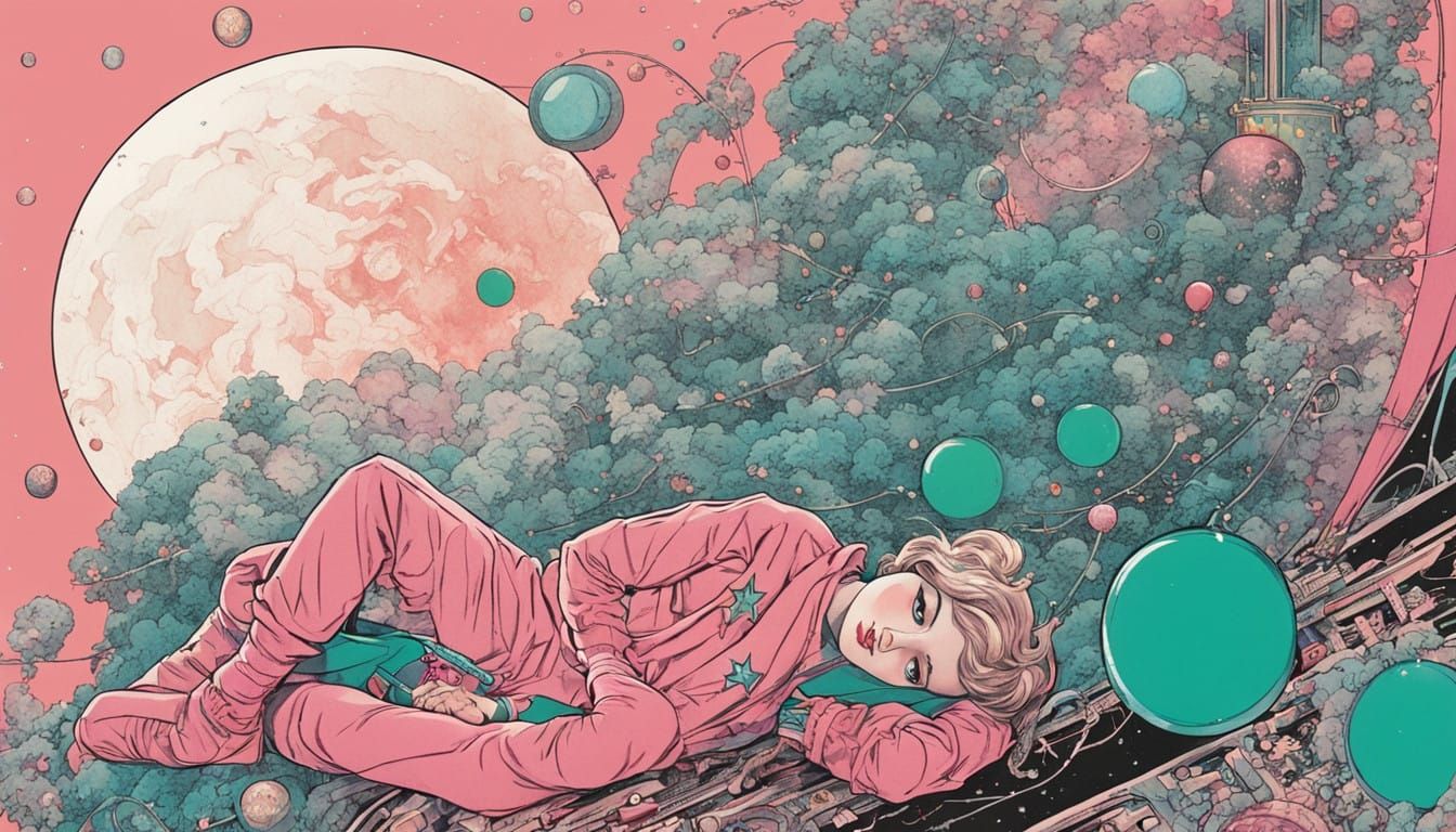 Galactic Goddess in Retrofuturistic Dreamscape