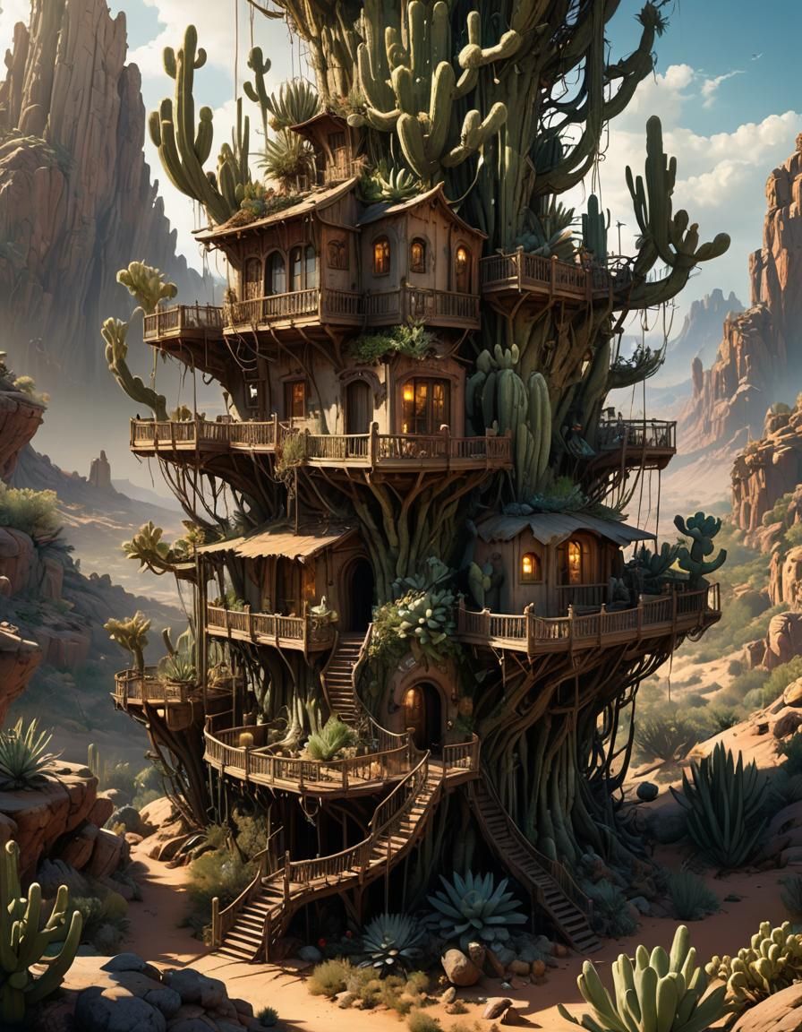 Cactus Treehouse in Sunny Desert Paradise