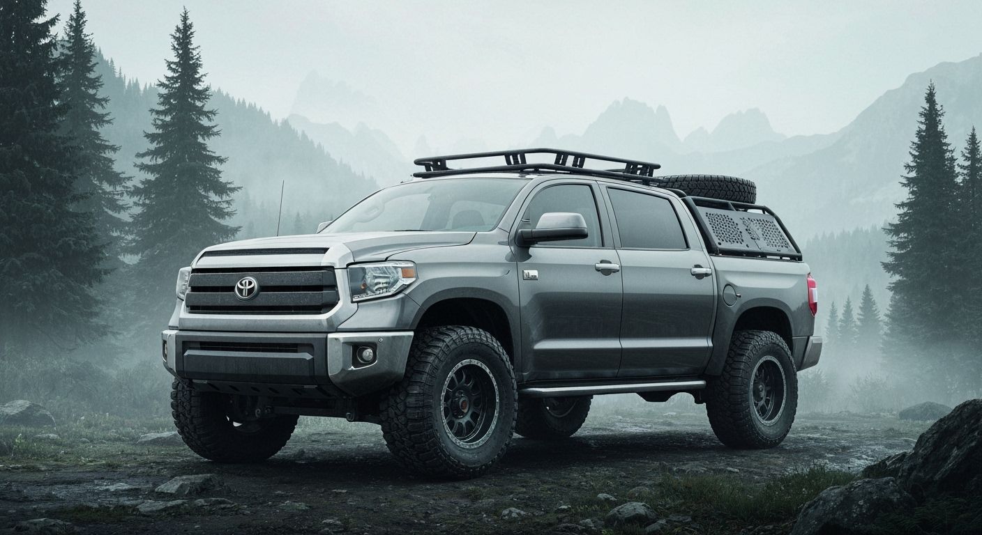 Toyota Tundra in Mountain Forest, Matte Painting