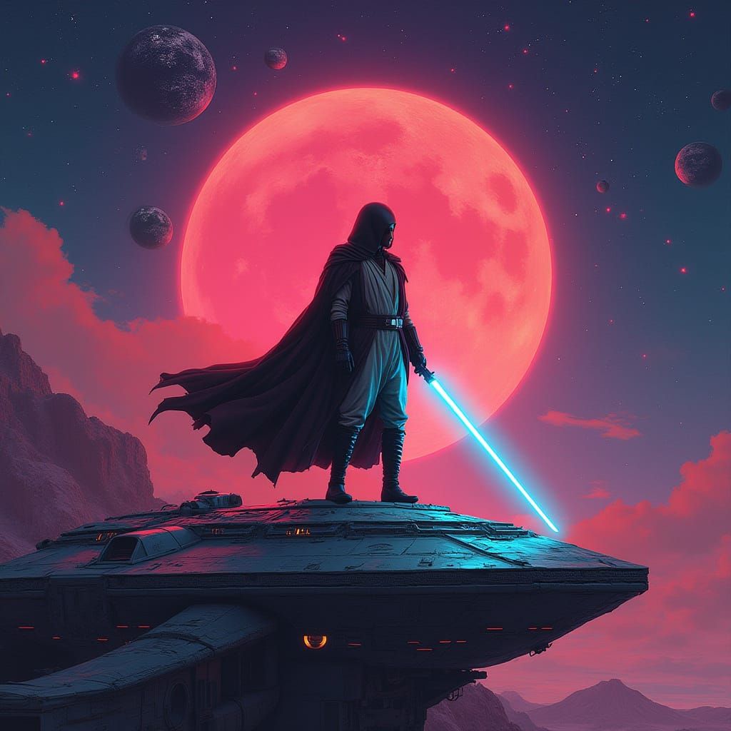 Jedi Lightsaber on Spaceship: A Sci-Fi Concept Art