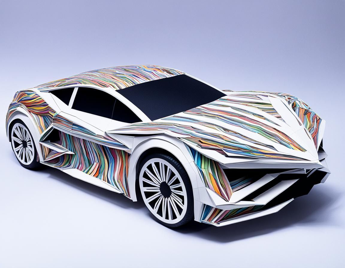Origami Animal Sports Car: Futuristic Paper Art