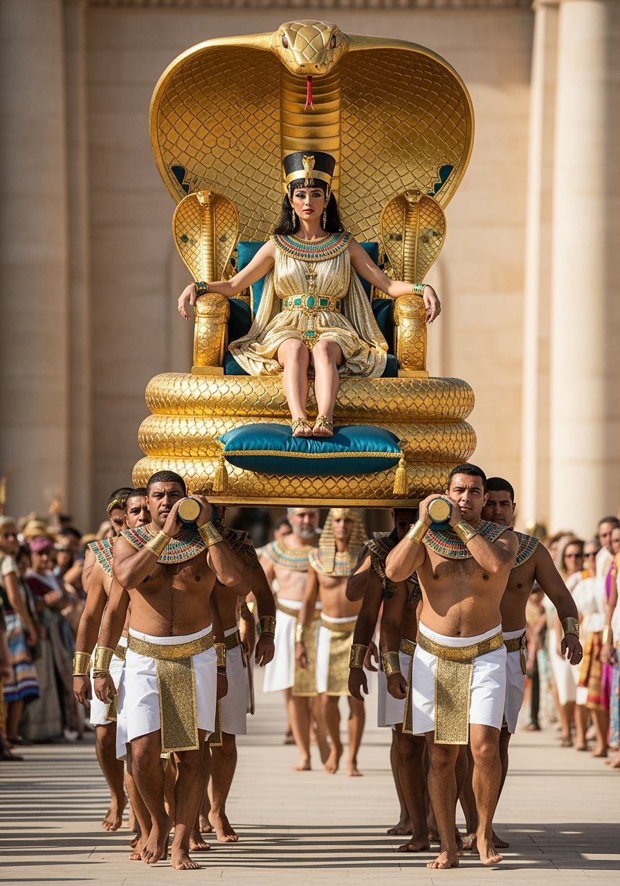 Egyptian Queen on Cobra Throne, Opulent Photography