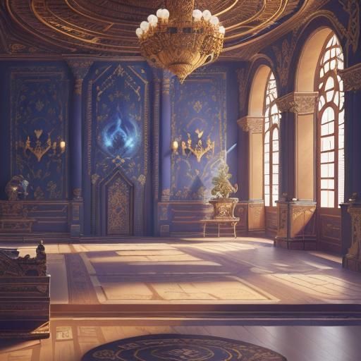 Space Age Palace Interior: Detailed Matte Painting