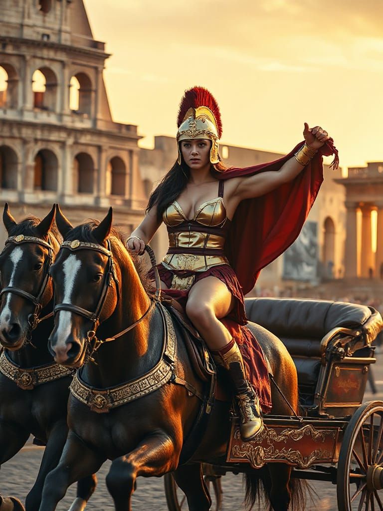 Roman Warrior Woman in Equestrian Triumph