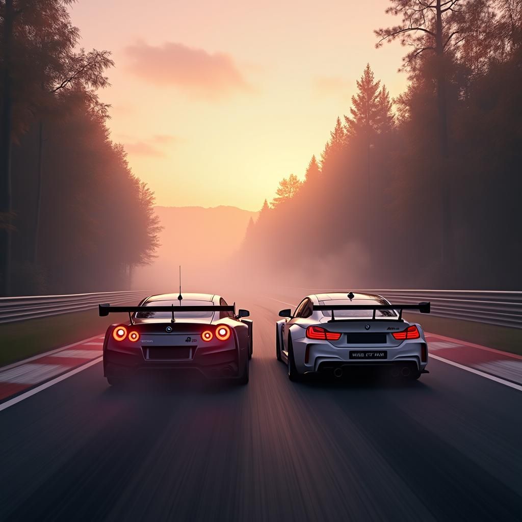 GT3 Cars Race at Nurburgring in Sci-Fi Style