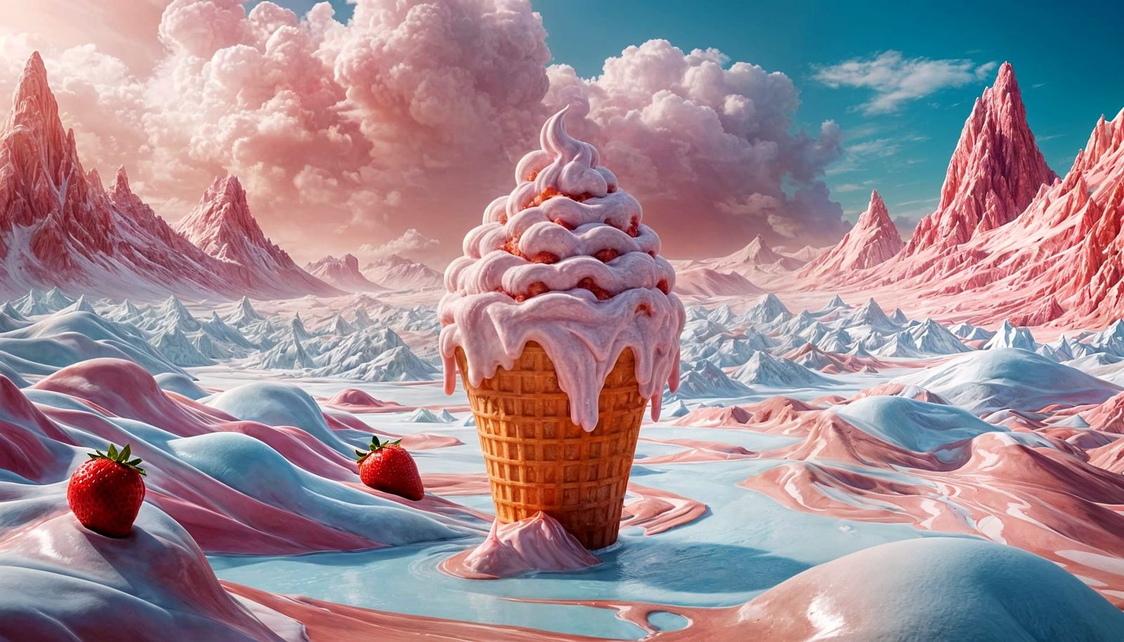 Surreal Ice Cream Landscape in Digital Painting Style