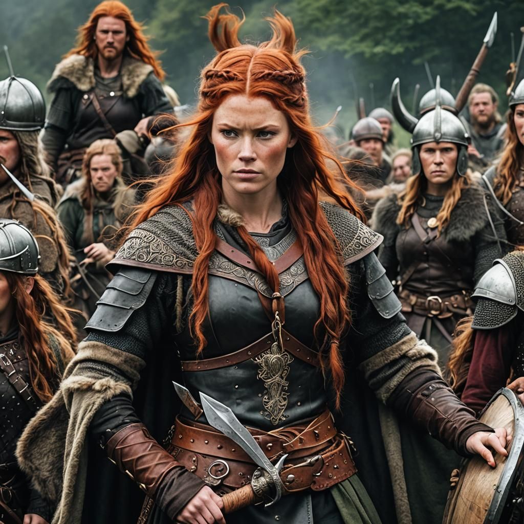 Viking Woman Portrait with Red Hair