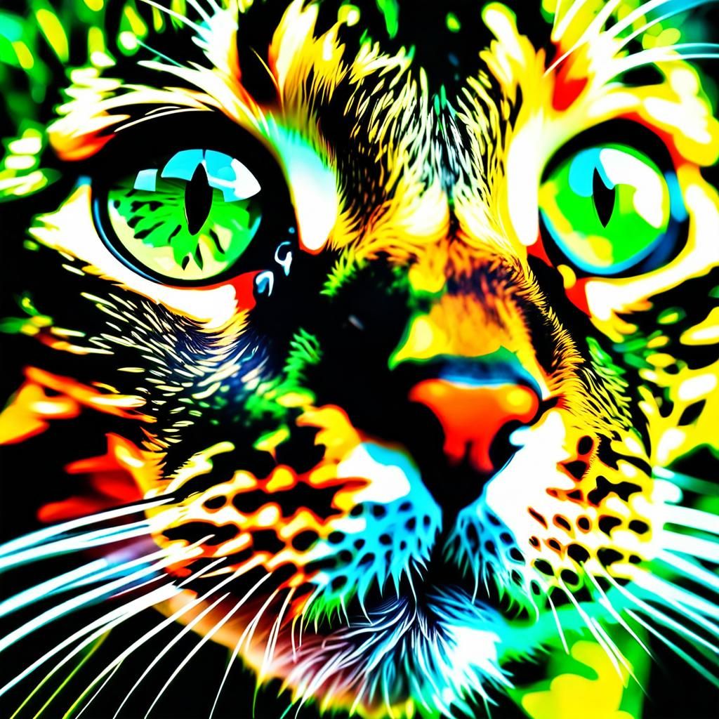 Neon Orange and Green Cat Eye Macro
