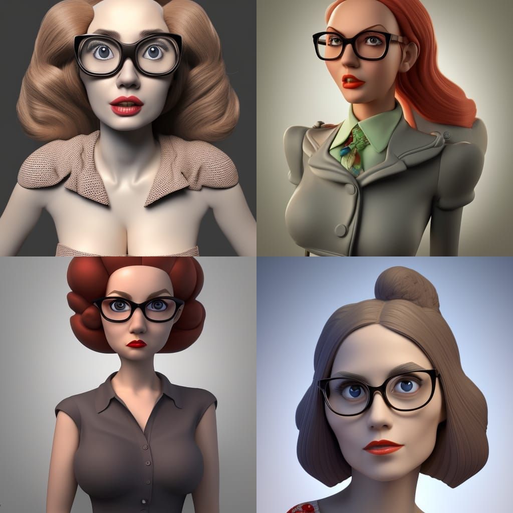 Woman in Glasses: Pixar-Style 3D Digital Art