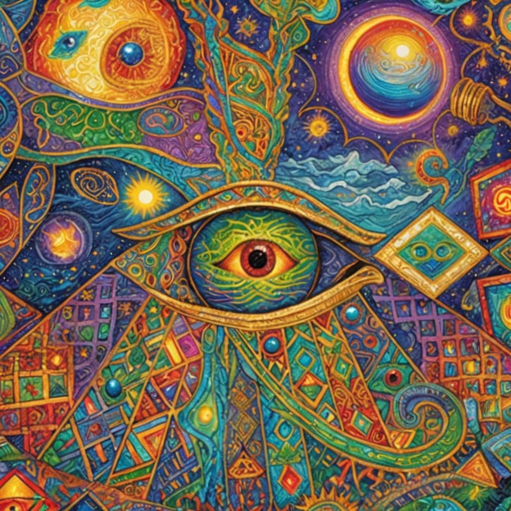 Eye of Ra Reflecting Mystical Landscape in Digital Art