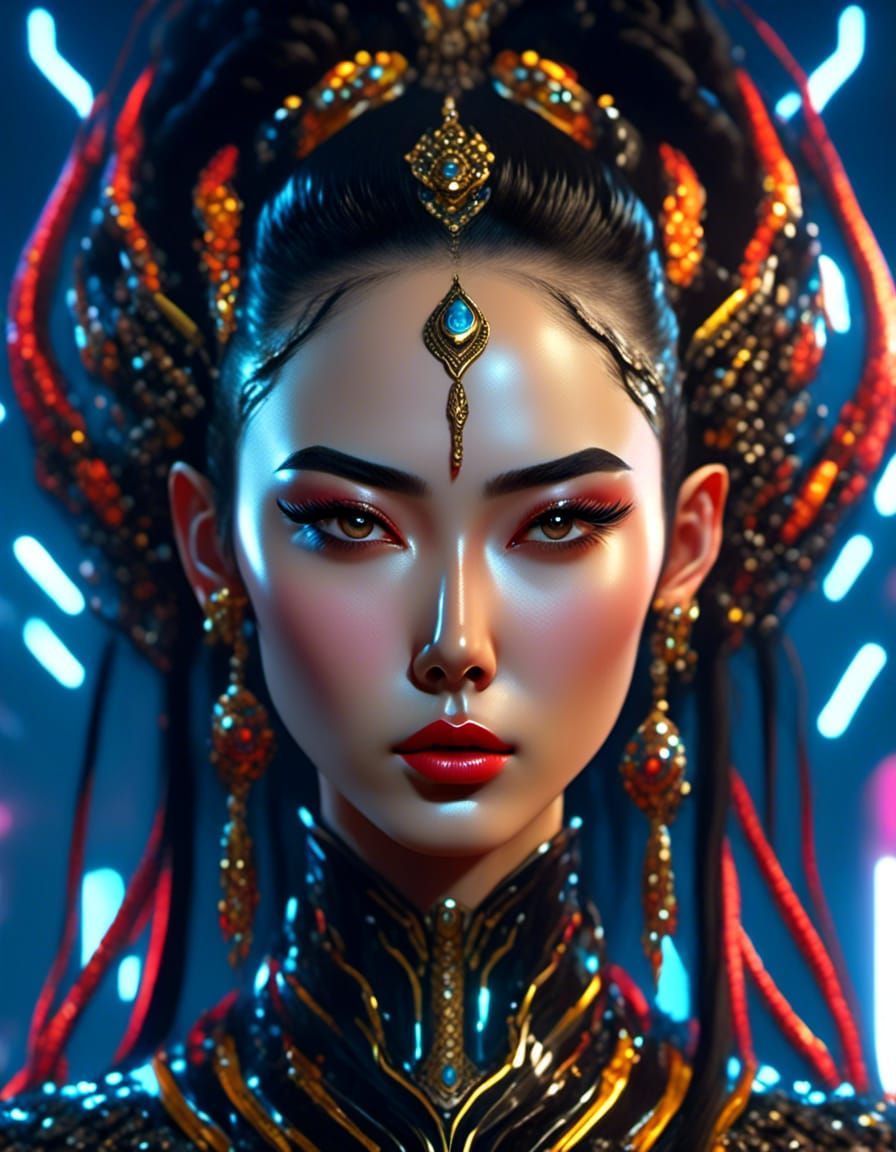 Hyperrealistic Sci-Fi Woman Portrait in 8K