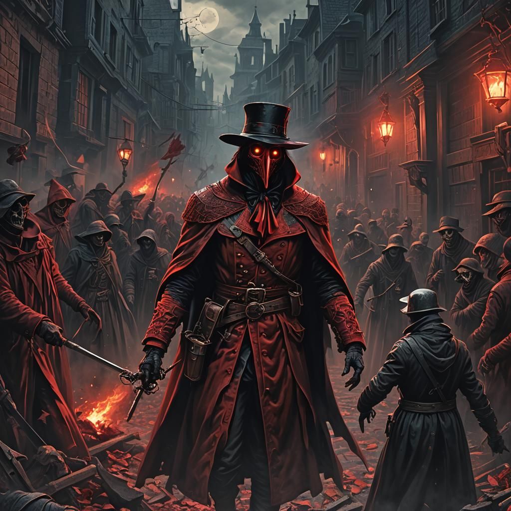 Red Death's Macabre Romance: Dark Fantasy Masterpiece