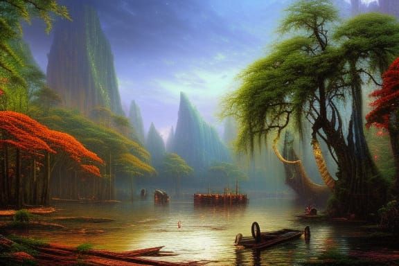 Bayou Village: Steampunk Post-Apocalypse in Fantasy Art