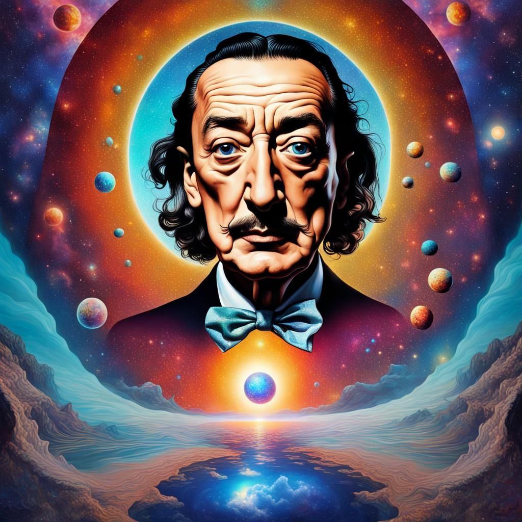 Surreal Salvador Dali Holographic Illustration