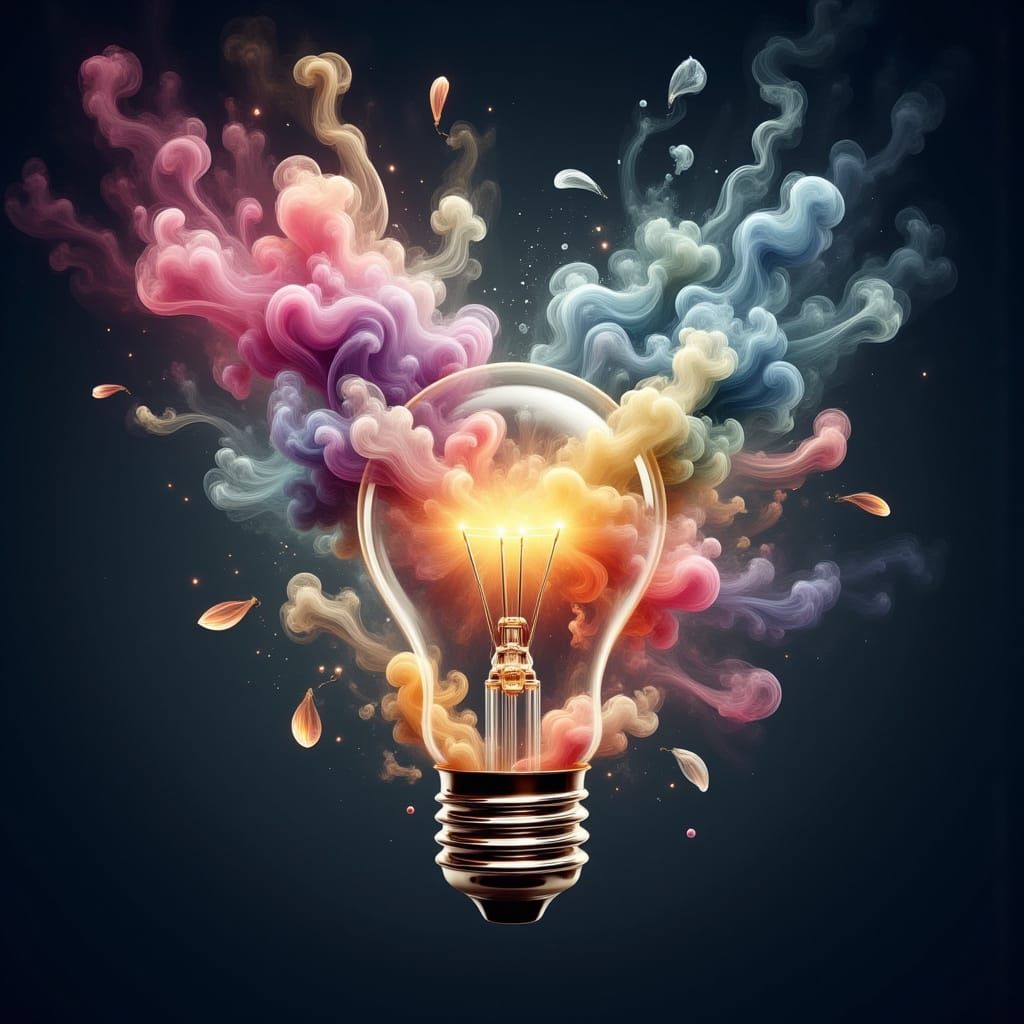 Exploding Light Bulb with Colorful Smoke