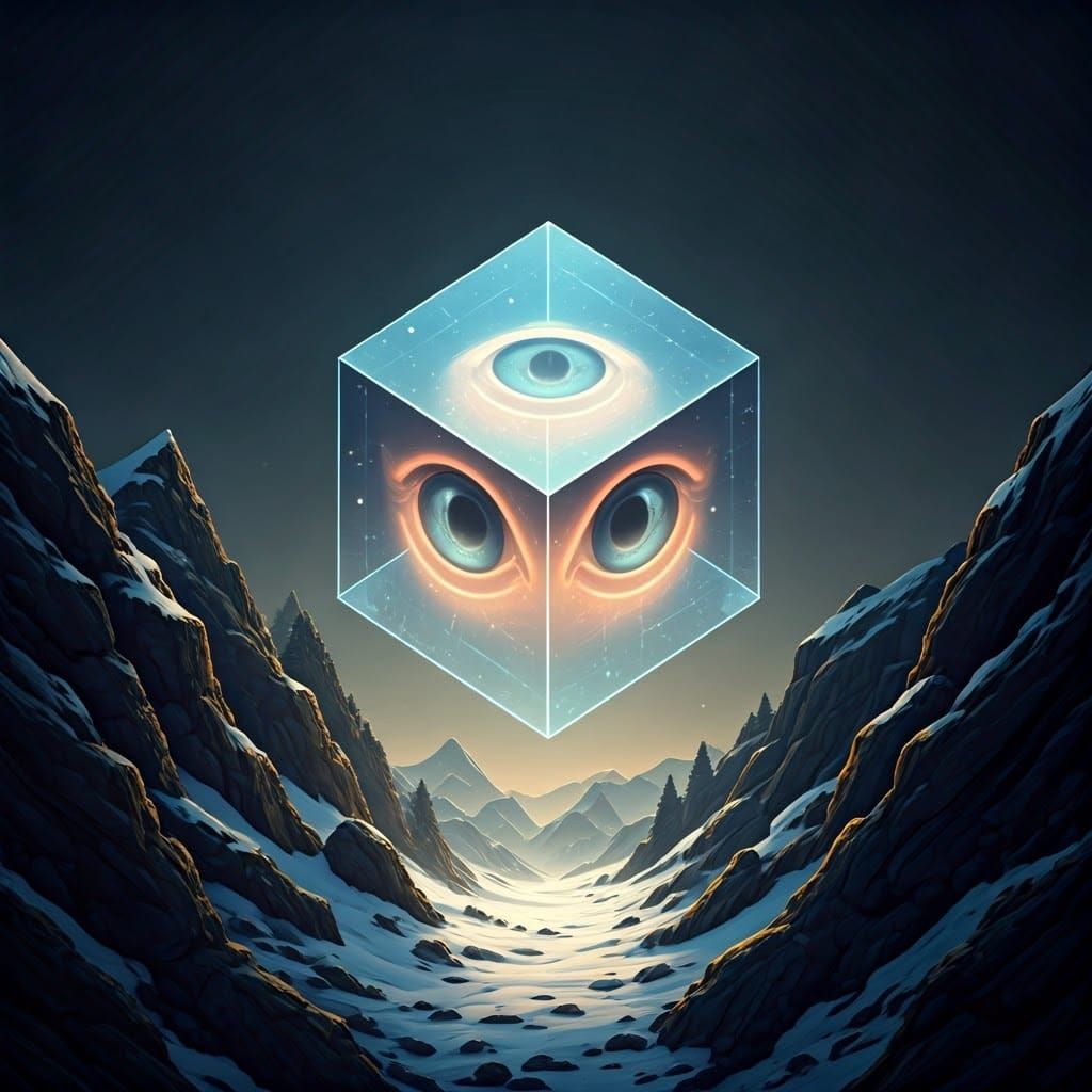 Ethereal Cube Radiates Wonder Amidst Snowy Forest